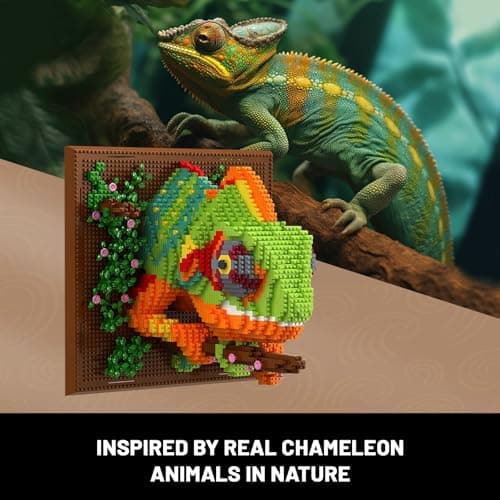 Chameleon Animal 3D Wall Art Micro Mini Building Blocks Set for Adults, Unique Home Wall Decor or Table Display, No Compatible with Lego, Ideal Birthday Christmas Toy Gift for Teens 14+ (2688 PCS) — view 3