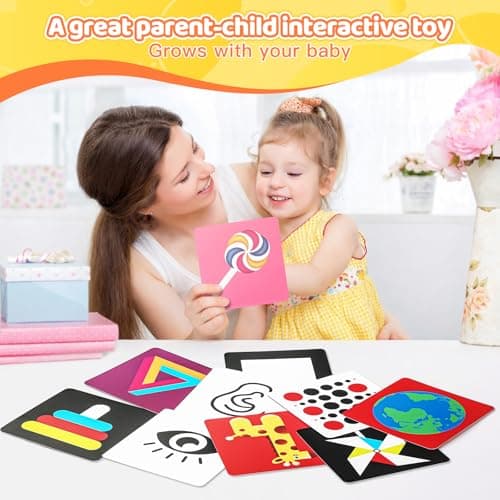 AJsupojouet Black and White Baby Book with 12 High Contrast Cards, Newborn Visual Stimulation Toy for 0-6 Months, Tummy Time Sensory Book, Montessori Infant Development Toy — view 5
