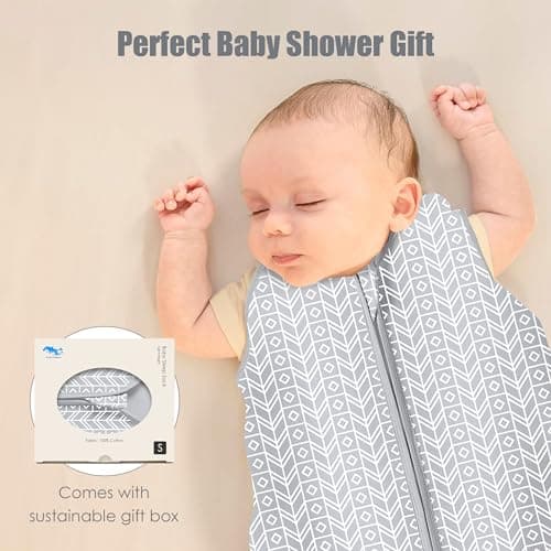 SWEET DOLPHIN Baby Sleep Sack 0-6 Months - 100% Cotton 2-Way Zipper TOG 0.5 Infant Wearable Blanket, Newborn Essentials Toddler 3 Pack Sleeping Sacks - Grey — view 5