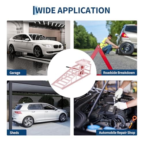 2 Pack Hydraulic Car Ramps for Oil Changes - 11,000 Lbs Capacity Heavy Duty Truck Ramps & SUV Ramps - Low Profile Car Lift with Adjustable Height 9.4" to 13.34" - Durable Steel Vehicle Service Ramps — view 6