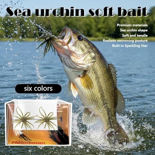 2PCS Sea Urchin Fishing Bait, Soft Plastic Bass Fishing Lure, Lure Bait for Black Pits,Soft Sea Urchin Baits,Soft Artificial Creature Bait Lures for Bass, Freshwater & Saltwater (A) — view 4