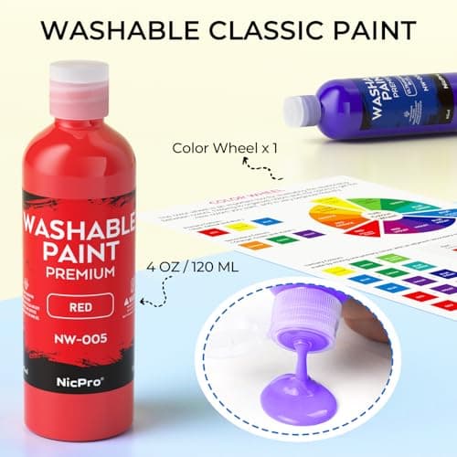Nicpro 8 Colors Washable Finger Paint Set for Toddlers (4 oz), Non-Toxic — view 2