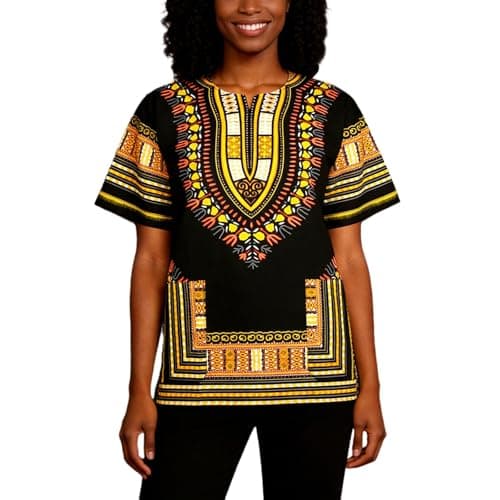 African Dashiki Shirts Unisex Adult Tribal Print Short Sleeve Tee Tops Traditional Dashiki Festival T-Shirts Holiday Outfits — view 3