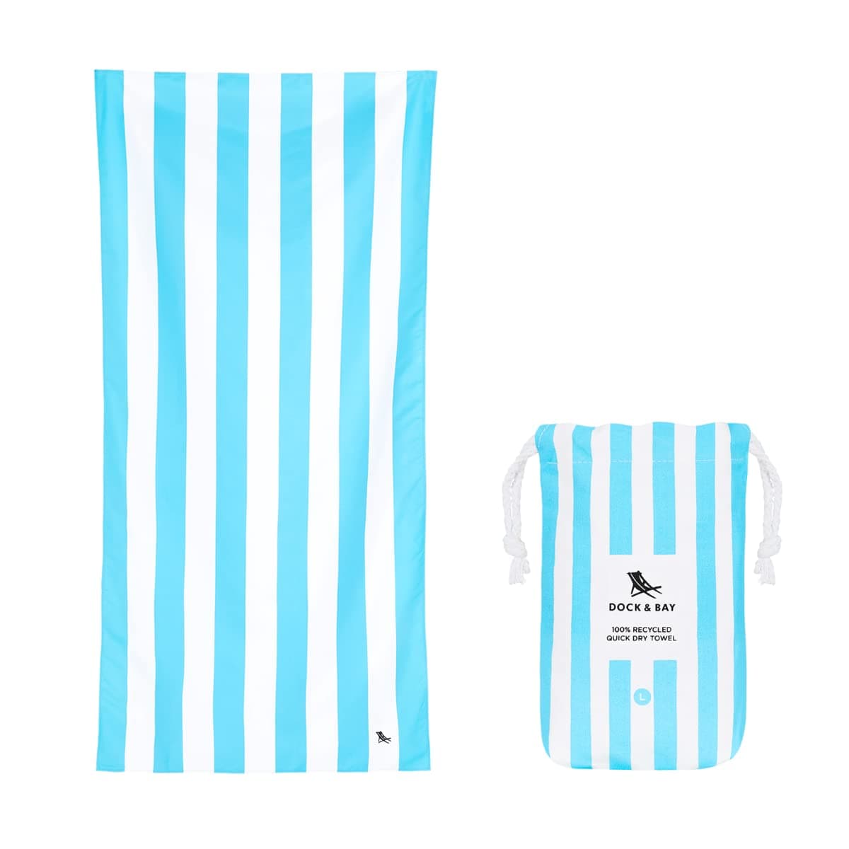 Dock & Bay Beach Towel - Quick Dry, Sand Free - Compact, Lightweight - 100% Recycled - Includes Bag - Cabana - Whitsunday Blue - Large (160x90cm, 63x35) — view 57