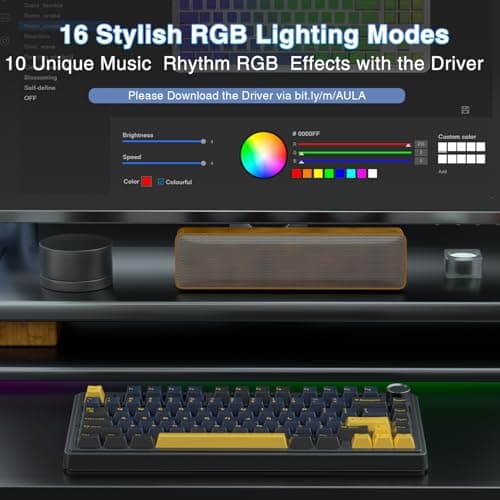 AULA F75 75% Wireless Mechanical Keyboard, Hot Swappable Creamy Keyboard, Pre-lubed Greywood Switches RGB Backlit Gaming Keyboards, 2.4GHz/Type-C/BT5.0(Cool Black) — view 4