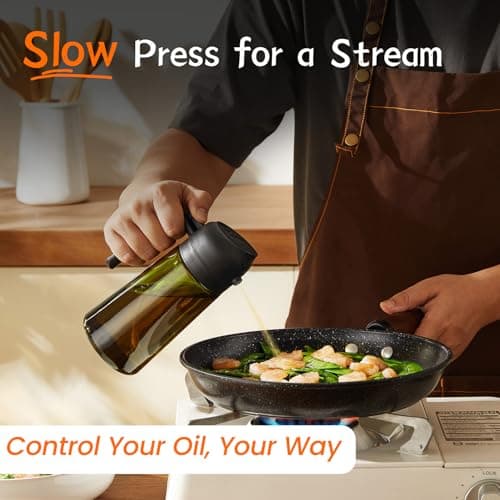 TrendPlain 470ml Olive Oil Dispenser Bottle for Kitchen Gadgets - 2 in 1 Dispenser and Sprayer - Olive Oil Spray Bottle w/Stickers (Light Blockage) - BPA Free - Black — view 3