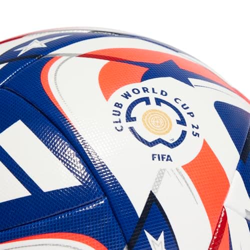 adidas FIFA Club World Cup Competition Ball - Thermally Bonded Seamless Construction, FIFA Quality Pro Certified, Bold Design Inspired by Flags and Stars (White/POBLUE/DKBLUE/Lucre, 4)