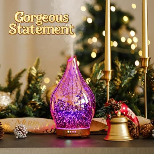 Porseme Essential Oil Diffuser 3D Firework Glass Aromatherapy Ultrasonic Humidifier Auto Shut-Off Timer Setting BPA Free Aroma Decoration for Home Office Spa Gift 150ml (Rose Gold) — view 3