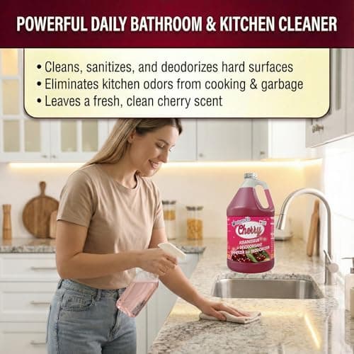 atoms-Bio CHERRY 3-in-1 Odor Eliminator & Sanitizer Concentrate – Industrial Cleaner & Deodorizer for Floors, Carpets, Bathrooms, Drains, Garbage, Pet Odors - CFIA Accepted - 3.78 L -Made in Canada — view 4