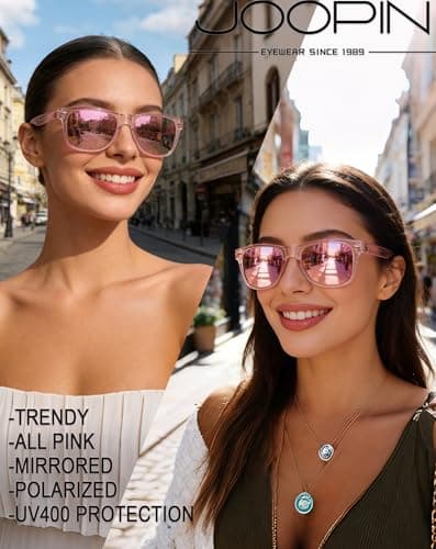Joopin Square All Pink Sunglasses Retro Designer Oversized Sun Glasses Polarized UV Protection Fashion Shades for Women Men