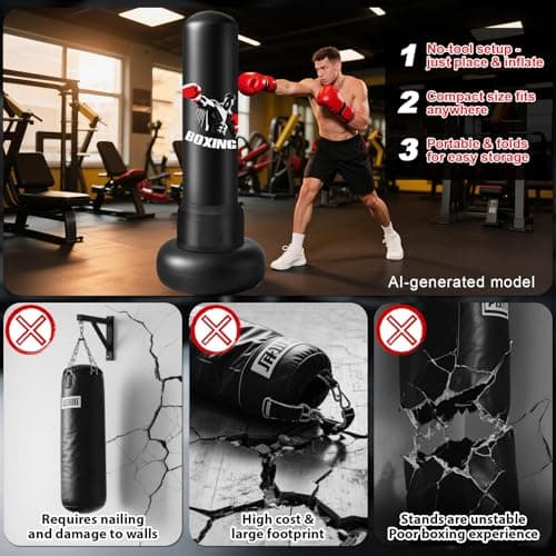 Freestanding Punching Bag for Adults,70'' Heavy Boxing Bag with Gloves and Pump,Men Women Stand Kickboxing Bags with Boxing Reflex Balls,Bigger Base Boxing Equipment Set for Training Fitness Home Gym — view 4
