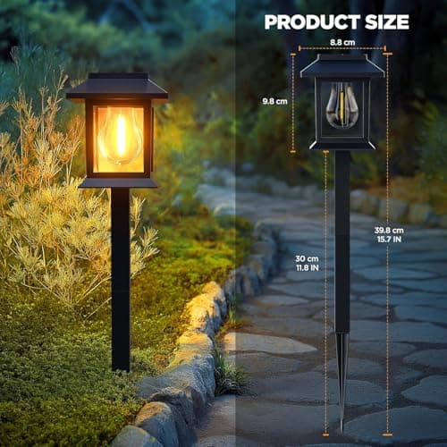Solar Lights Outdoor Garden Decorations 4 Pack Pathway Lights Waterproof Auto On/Off Solar Garden Stake Lights for Landscape Path Yard Patio Driveway Walkway Décor — view 4