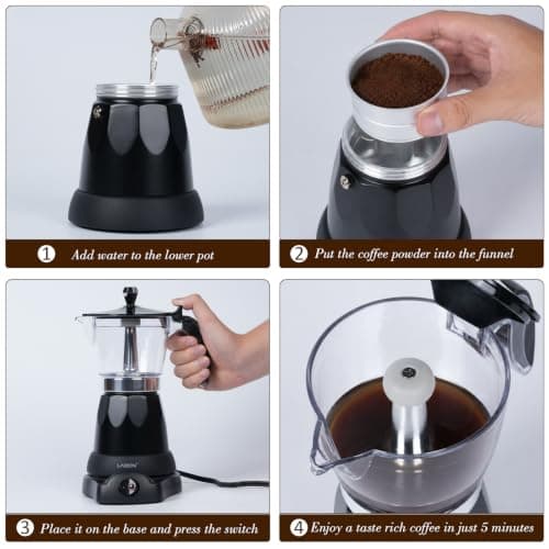 LAOION Cuban Coffee Maker, 6 or 3cup Electric Espresso Coffee Maker — view 3