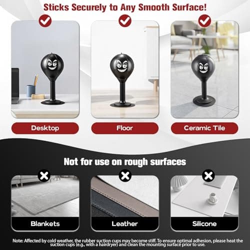 Desktop Punching Bag, Small Relaxing Punch Rage Bag Stress Relief with Upgraded Strong Suction Cup & All-Around Foam Protect Spring, Portable Tabletop Boxing Ball for Friends Adult Youth Office — view 3