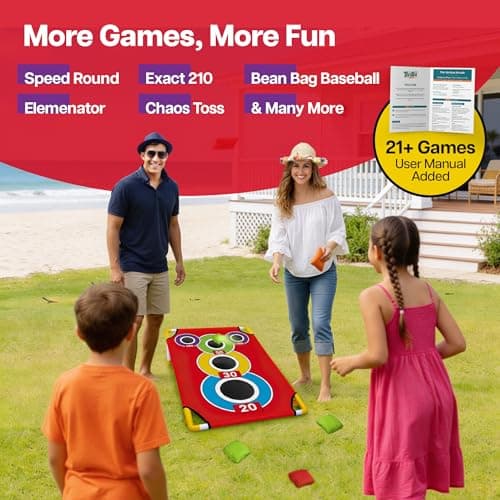 Cornhole Board Set with 21+ Games, Carrying Case and 8 Bean Bags - Arcade Style Corn Hole Games for Adults and Kids, Portable Outdoor Yard Game for Family, Beach, Camping and Parties, 24x36 — view 2