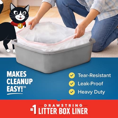 Jonny Cat Litter Box Liners: Heavy Duty - Tear & Leak Resistant - Drawstring Close - Jumbo, 15 Count — view 2
