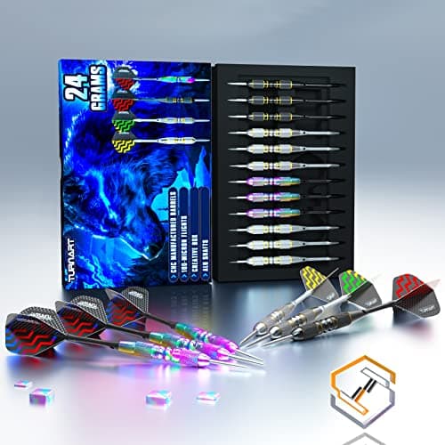 Darts Metal Tip Set - Steel Tip Darts Darts Set Professional Metal Darts 12 pcs 22/24 Grams Pro Dart Set with Stylish Case Aluminum Shafts Extra 9 Flights — view 3