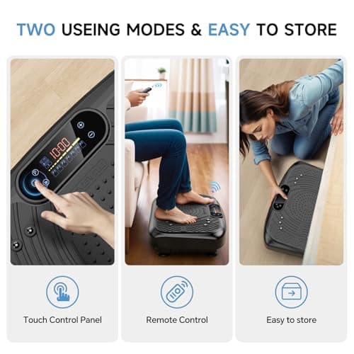 Vibration Plate Exercise Machine,Vibration Plate Machine 199 Adjustable Speed,Vibrating Plate Exercise Machine Automatic Mode P1-P7,Vibration Platform with Bluetooth 450 Lbs Capacity(Raven Black) — view 6