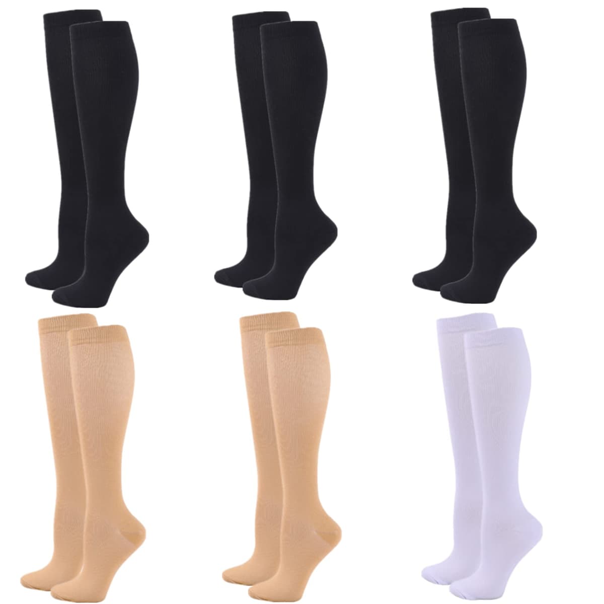 Compression Socks for Women Men, 2/3/4/6 Pairs 20-25mmHg Knee High Socks Compression Stockings for Sport, Athletic, Edema, Diabetic, Varicose Veins, Travel, Pregnancy, Nursing — view 10