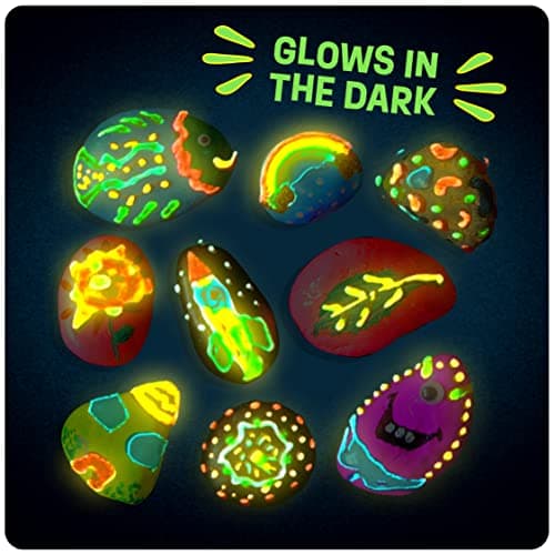 Kids Rock Painting Kit - Glow in The Dark - Arts & Crafts Christmas Gifts for Boys and Girls Ages 4-12 - Craft Activities Kits - Creative Art Toys for 4, 5, 6, 7, 8, 9, 10, 11 & 12 Year Old Kids (Glow In The Dark) — view 2