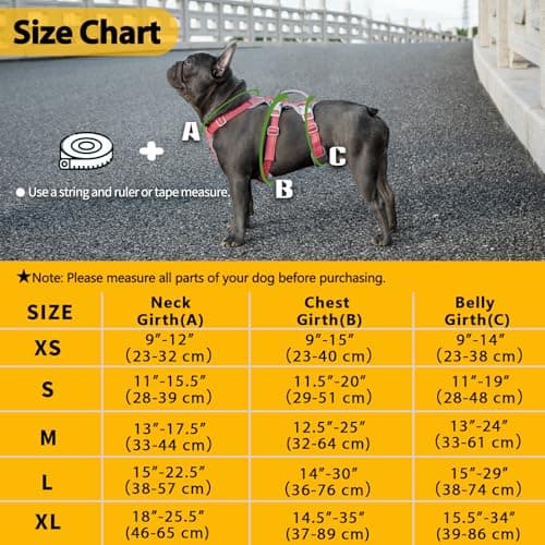 Huntboo Escape Proof Dog Harness, No Pull Reflective Harness with Lift Handle, Adjustable Pet Vest with Front and Back Leash Clips for Small Medium Large Dogs Walking Hiking Training (Red,L)