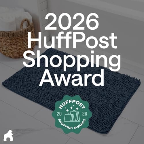 GORILLA GRIP Bath Mat, Thick Soft Absorbent Chenille Floor Mats, Rubber Backing Bathmat, 122x61 cm, Quick Dry Rug, Machine Washable Rugs for Shower Tub Floors, Bathroom Accessories Decor, Navy Blue — view 5