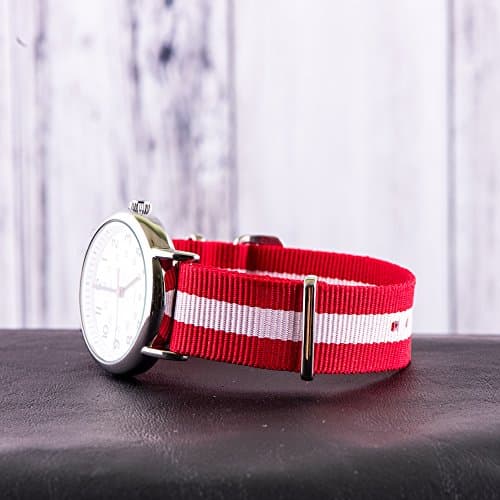 Clockwork Synergy® Classic Nylon Ballistic watch straps bands (20mm, Red/White) — view 2