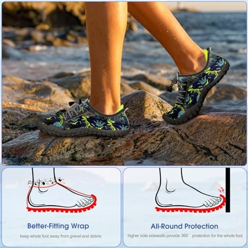 CROVA Built-in Heel Grips Water Shoes for Kids Girls Boys Hiking Shoes Wide Barefoot Swim Beach Pools Slip-On Quick Dry Lightweight for Big Little Kids Toddler — view 5