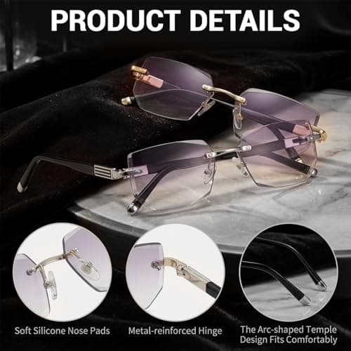2Pcs Auto Focus Glasses Self Adjusting, Automatic Zoom ReadingGlasses with Anti Bluelight Lens, Suitable for Men & Women (Gold & Silver) — view 3