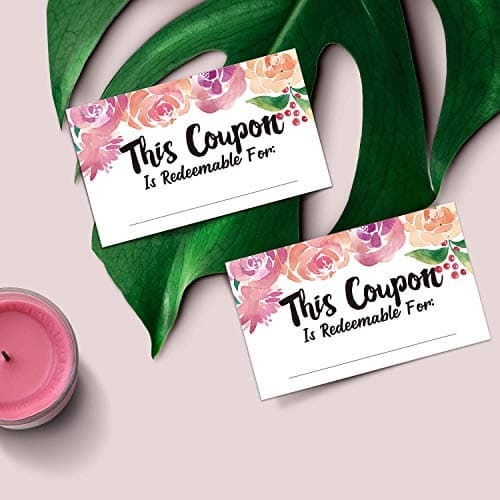 50 Coupon Cards, Floral Blank Gift Certificates Redeem Vouchers for Business, Coupons for Mom, Wife, Husband, Business - Vouchers, Business Services Coupon to Offer Customer Rewards and Incentives — view 3