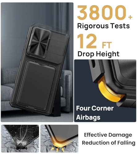 SSLOTSCASE for Samsung Galaxy S26 Ultra Case with Card Holder & Kickstand & Slide Camera Lens Cover & Camera Stand & Wallet, Military-Grade Drop Protection Phone Case Cover for S26 Ultra 2026, Black — view 5