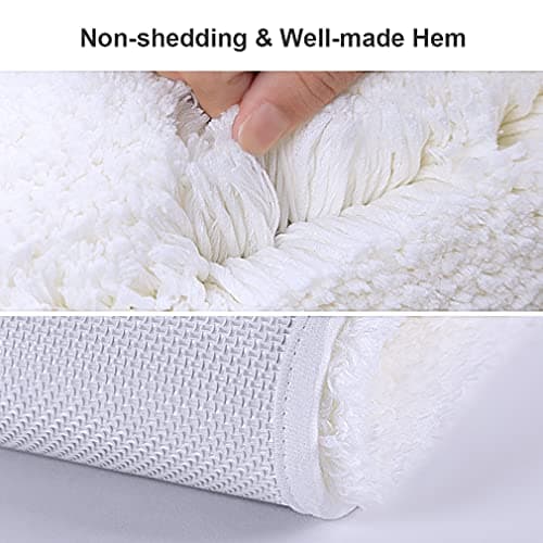 VANZAVANZU Extra Large Bath Mat 24"x36" Ultra Soft Absorbent Non Slip Fluffy Thick Microfiber Cozy Bathroom Rugs for Tub Shower Bathroom Floors Accessories (White) — view 3
