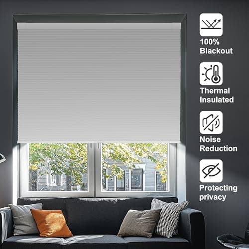 Sulugood No Drill No Tools Blackout Cellular Shades Easy to Install for Indoor Windows Cordless Honeycomb Blinds Thermal Insulated Noise Reduction,White,Custom Size — view 5