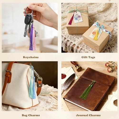 160 Pack Bulk Bookmark Tassels, 5 Inch Soft Silky Tassels with Loops, 20 Colors for Bookmarks, DIY Crafts & Keychain Making, Multi-Color Tassel Set — view 6