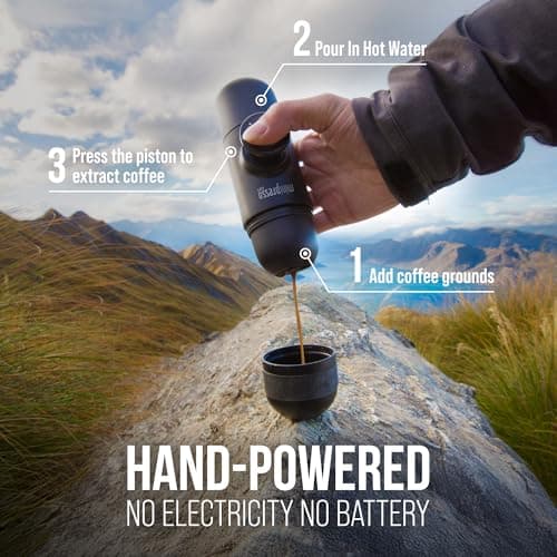 Wacaco Minipresso GR, Portable Espresso Machine, Compatible Ground Coffee, Hand Coffee Maker, Travel Gadgets, Manually Operated, Perfect for Camping, Hiking — view 2