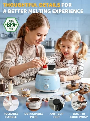 LUSHYUM Electric Chocolate Melting Pot with 2 Insert Pots, 4-Cup Chocolate — view 5