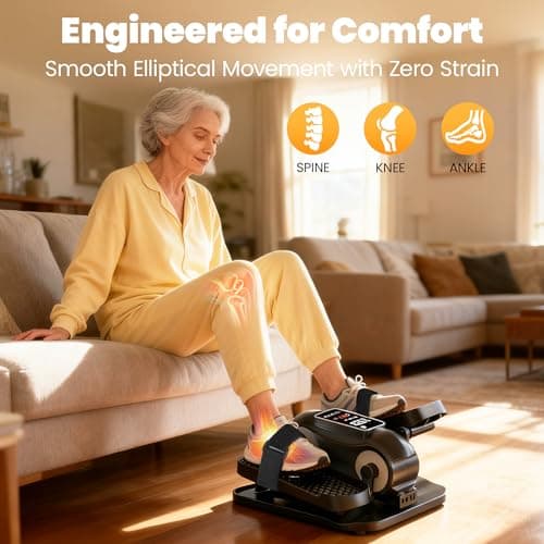 Yagud Under Desk Elliptical Machine, Elliptical Leg Exerciser as Seen on TV for Senior with Remote Control, Portable Quiet Electric Seated Pedal and 12 Adjustable Speed, Black — view 2