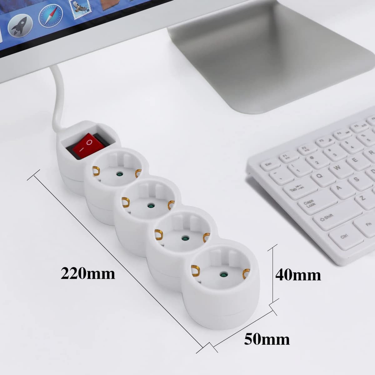 EXTRASTAR Regleta alargador de 3 Metros con 4enchufes e Interruptor Blanco — view 5