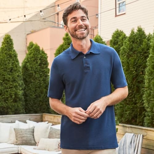 Hanes Men's Short Sleeve X-Temp W/ FreshIQ Polo, White, Small — view 2