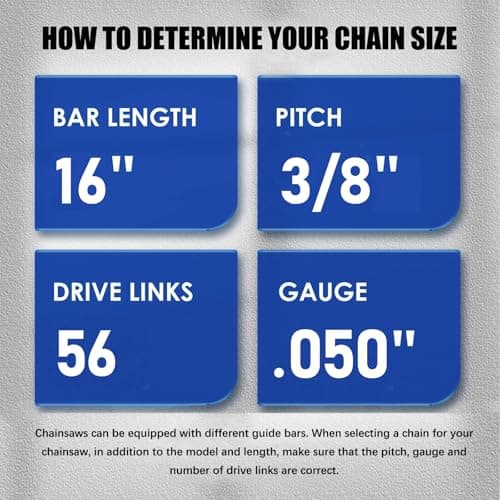 2 Pack 16 Inch Chainsaw Chain 56 Drive Links .050" Gauge, 3/8" Pitch, 16" Replacement Chainsaw Chains Compatible with Echo, Homelite, Poulan — view 2