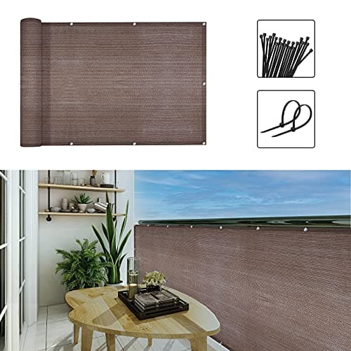 GardenLux 3'x20'Balcony Privacy Screen Cover Fence Cover UV Protection Weatherproof Windscreen Heavy Duty for Patio, Backyard,Brown — view 6