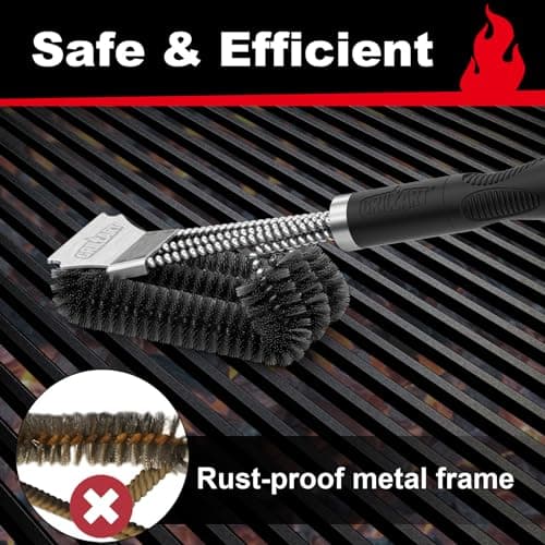 GRILLART Grill Brush and Scraper, Extra Strong BBQ Cleaner Accessories, Safe Wire Bristles Barbecue Triple Scrubbers Cleaning Brush for Gas/Charcoal Grilling Grates, Wizard Tool BR-8115 — view 5
