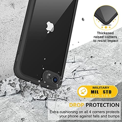 Miracase for iPhone SE Phone Case 3rd/2nd Generation 2022 2020 Full-Body with Built-in Glass Screen Protector, Heavy Duty 360° Protective Shockproof Bumper Cover for iPhone 8/SE 4.7 Inch, Black — view 4