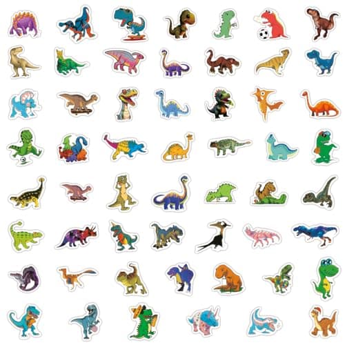 KumCinm 110PCS Cartoon Dinosaur Stickers - Waterproof Cute Dino Decals for Kids Toddlers Boys Girls Teens | Perfect for Teaching Rewards, Dino Party Favors & Holiday Stocking Stuffers — view 2