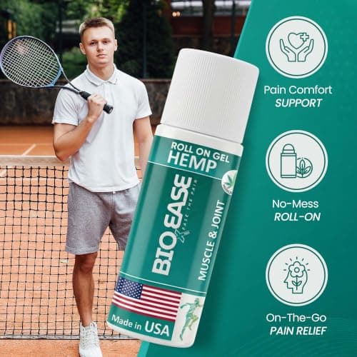 Fast-Acting Hemp Pain Relief Roll-On – Cooling Menthol Formula for Muscle, Joint & Back Comfort – Non-Greasy Topical Gel, Made in USA