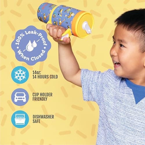 Ello Oasis 14oz Stainless Steel Toddler Tumbler with Handle & Retracting Straw, 100% Leakproof, Double-Wall Vacuum Insulated, Kids Water Bottle for School, BPA Free, Dishwasher Safe, Construction — view 2