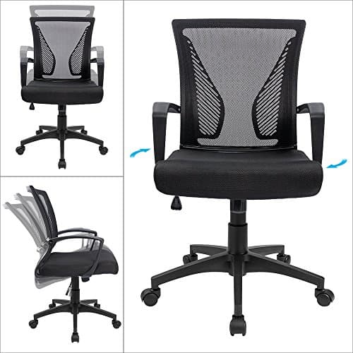 Furmax Office Chair Ergonomic Computer Desk Mesh Chair Mid Back Swivel Lumbar Support with Armrest (1, Black) — view 4