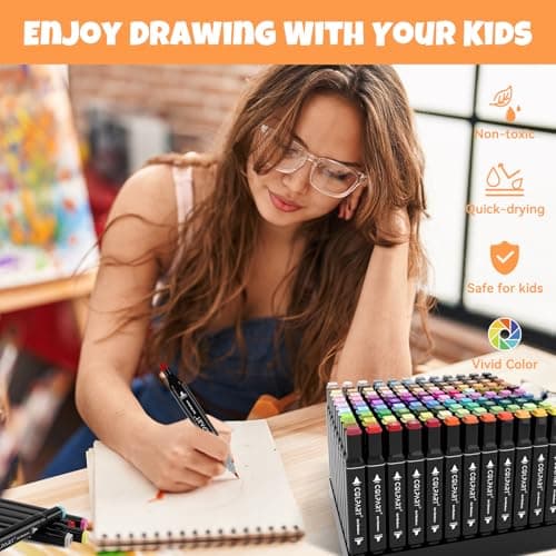 colpart 120 Colors Alcohol Markers Brush Tip Dual Tip Art Markers Christmas Gifts Marker Pens for Adult Coloring Painting Supplies Perfect for Painting, Coloring, Sketching and Drawing — view 3
