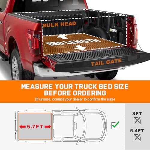 RHOBRA Soft Roll-up Truck Bed Tonneau Cover Compatible with 2009-2026 Dodge Ram 1500 (Incl. Classic & New), 5.7 ft Bed Without Rambox, 26.5oz Vinyl Soft Truck Bed Cover, No-Drill Installation — view 2