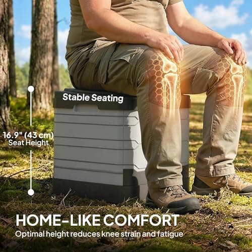 Outsunny Portable Toilet for Adults, Foldable Porta Potty Camping Toilet with 12 Coagulant Packets and 12 Disposal Bags for Camping, Travel, RV, Grey — view 4